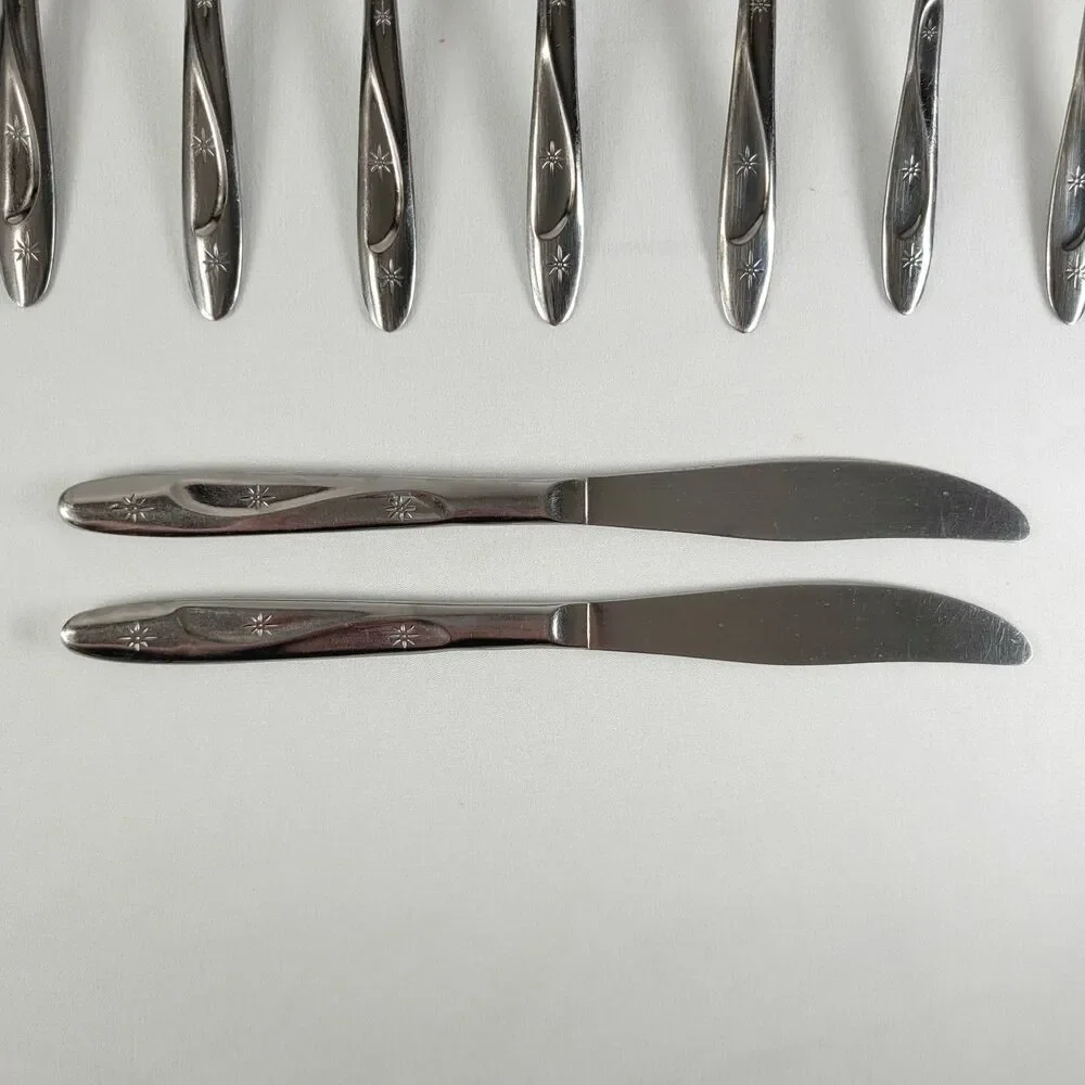 Vintage Americana Star Flatware Set International Stainless Atomic Celestial MCM